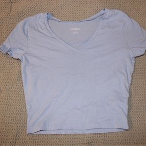 Blue V-neck Crop Top